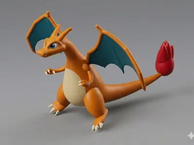 Charizard Pokemon, single color, ready to paint