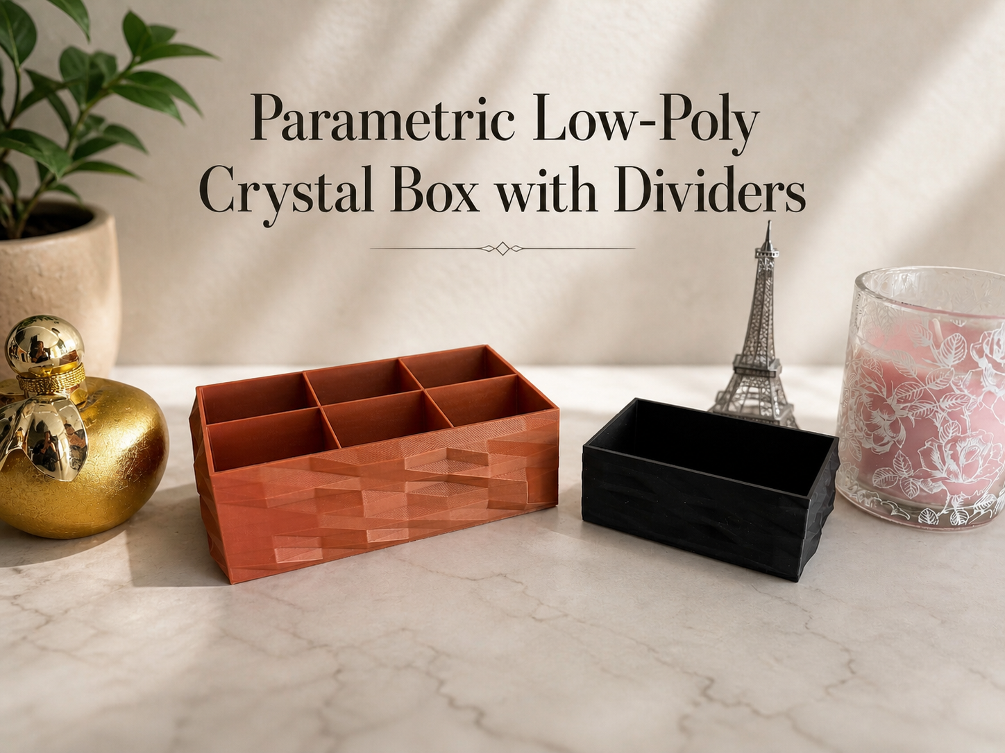 Parametric Low-Poly Crystal Box with Dividers