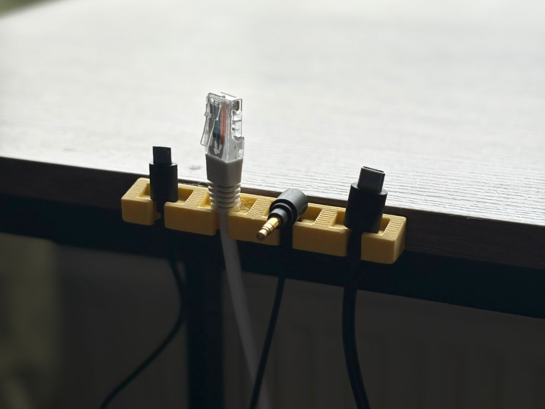 Minimal Desk Edge Cable Holder (Multi-Cable Clip)