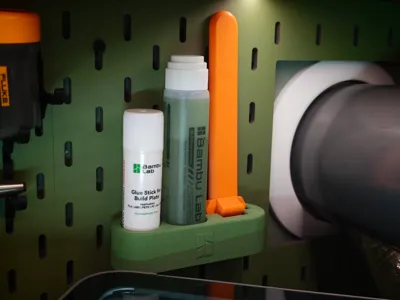 IKEA Skadis Pegboard Bambu Lab Bed Glue, Glue Stick, and Scraper 3-in-1 Storage Holder Base