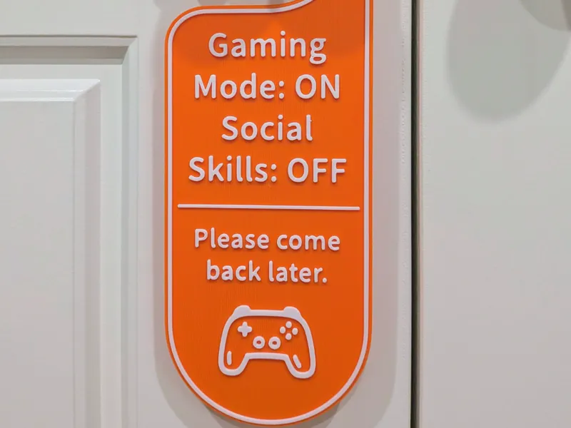 Gaming Mode On Social Skills Off Door Hanger