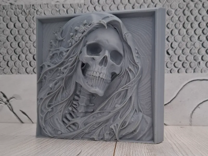 Veiled Skull - Relief Sculpture