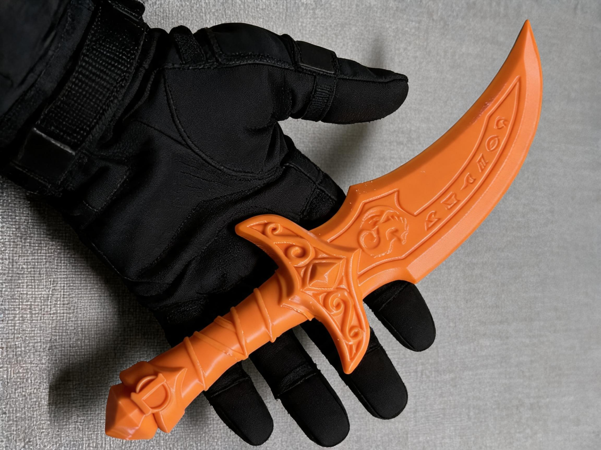Orange Dragon-carved Cyber Tactical Short Dagger