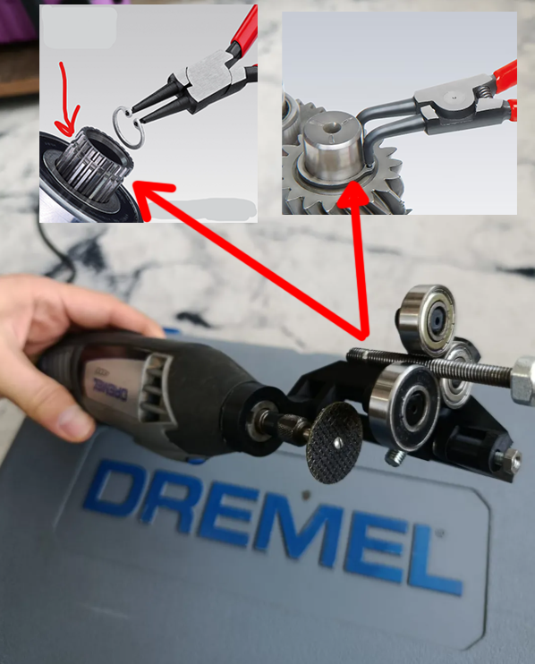 Dremel precision rod cutter and grooving channel for snap ring