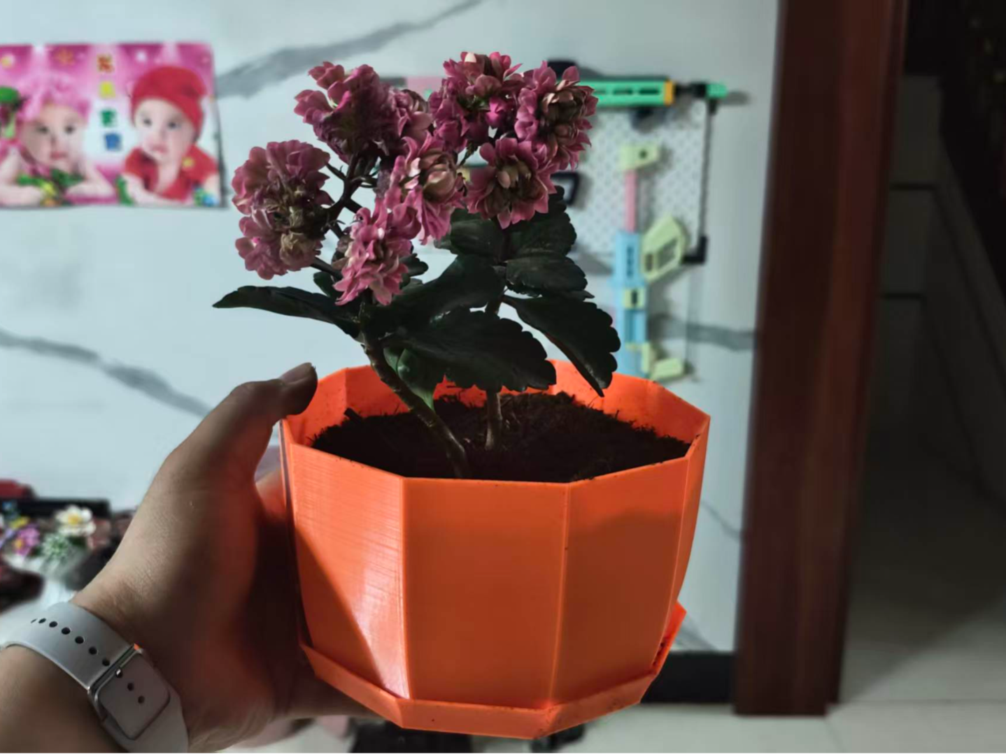 极简十角花盆及配套底托