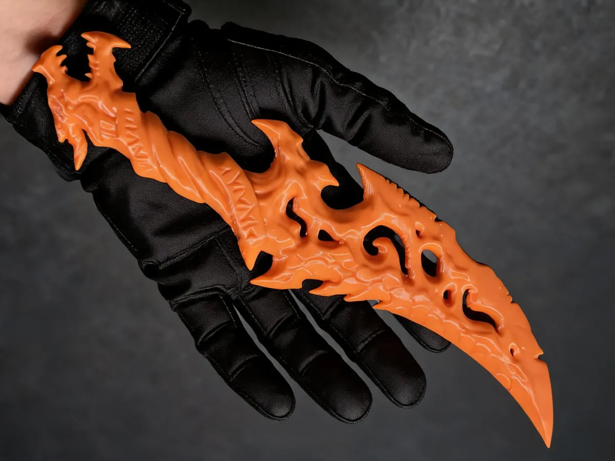 Orange Lava Cyber Dragon Head Dagger - Free 3D Print Model - MakerWorld