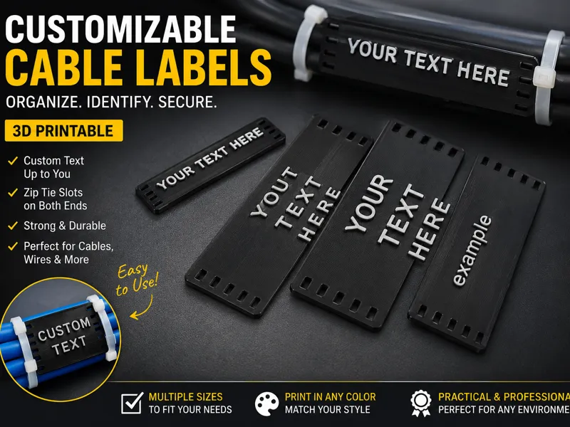 Custom Cable Labels – Zip Tie Tag 3D Print v2 