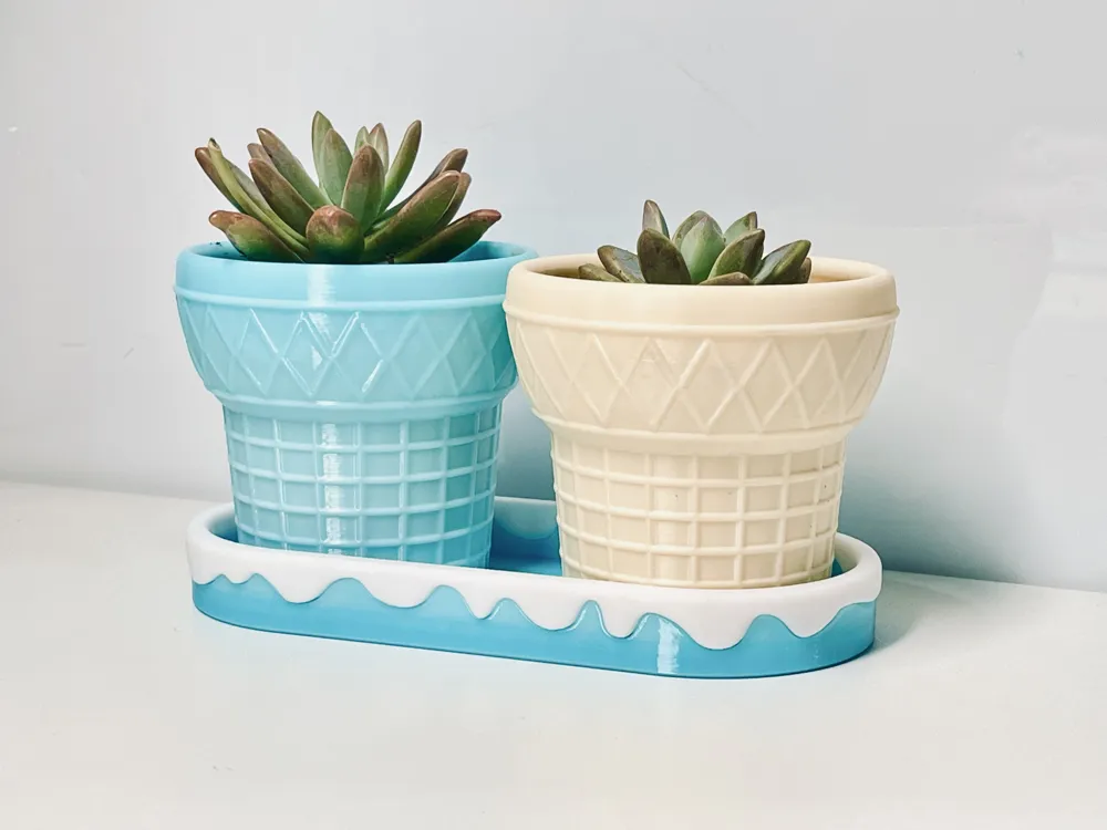 Tisch-Eiswaffel-Blumentopf – Kostenloses 3D-Druckmodell – MakerWorld
