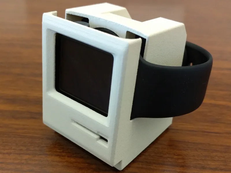 Classic Mac Apple Watch charging dock