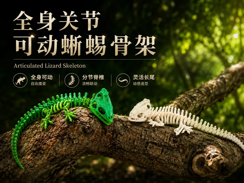 全身关节可动蜥蜴骨架｜Flexible Articulated Lizard Skeleton