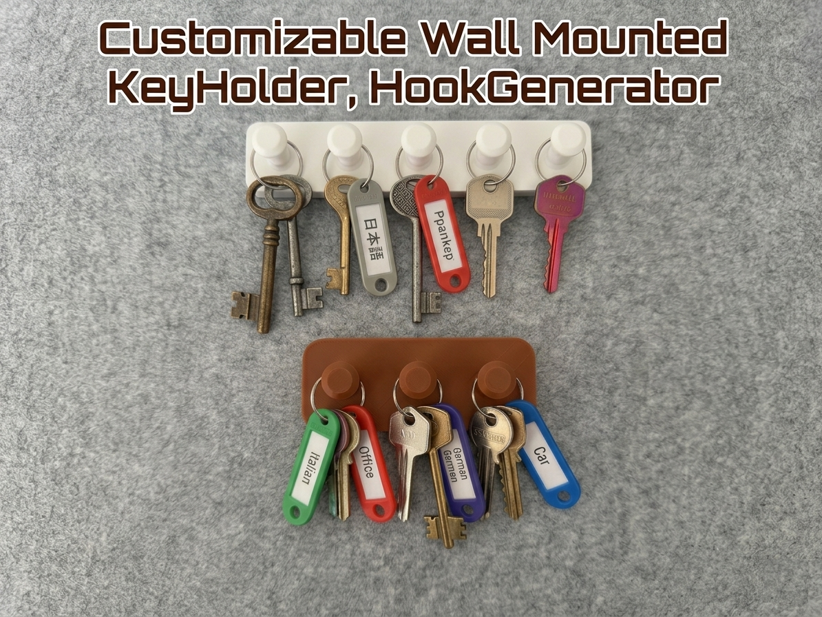Customizable Wall Mounted KeyHolder, HookGenerator