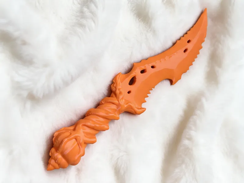 Fluorescent Orange Soul-eating Cyber Battle Blade