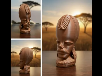 Stylized African Tribal Bust-Afrikanische Skulptur