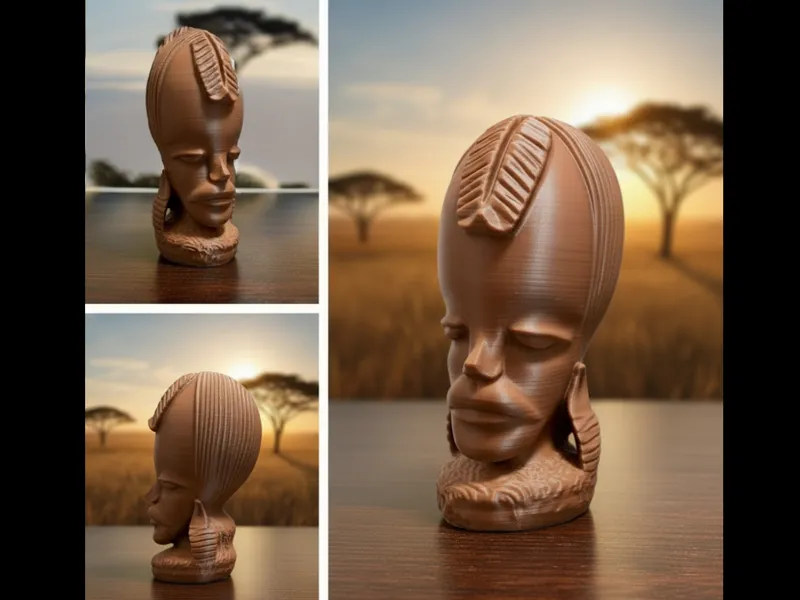 Stylized African Tribal Bust-Afrikanische Skulptur