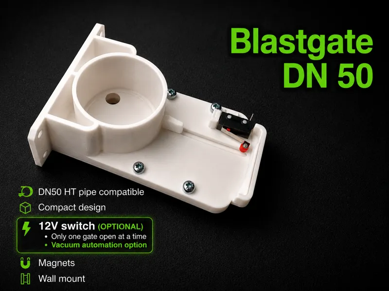 Blastgate DN50 with Microswitch 12v
