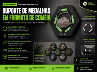 SUPORTE DE MEDALHAS EM FORMATO DE COMEIA