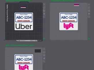 Uber-Lyft Window Placard NC Plate (Customizable)