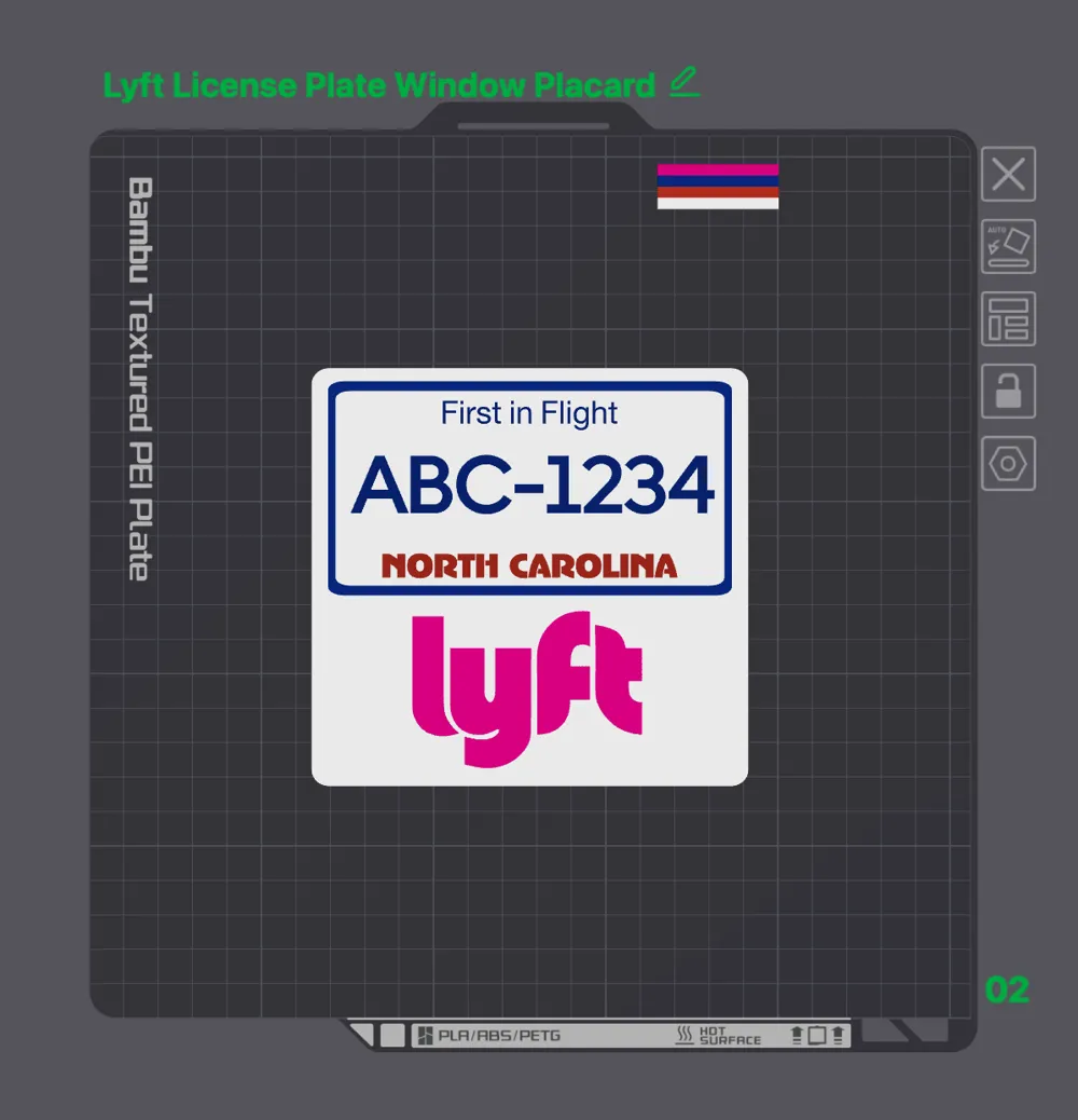 Uber-Lyft Window Placard NC Plate (Customizable) - Free 3D Print Model ...