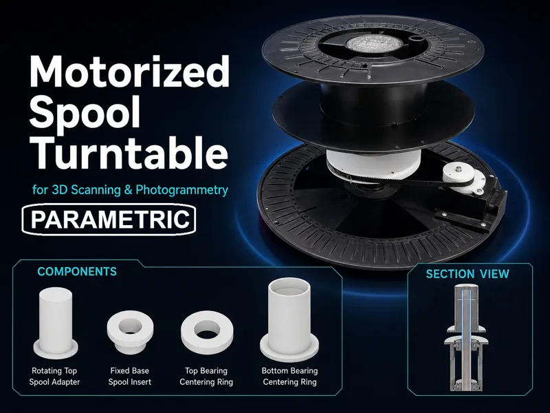 Parametric Motorized Spool Turntable x 3D Scanning