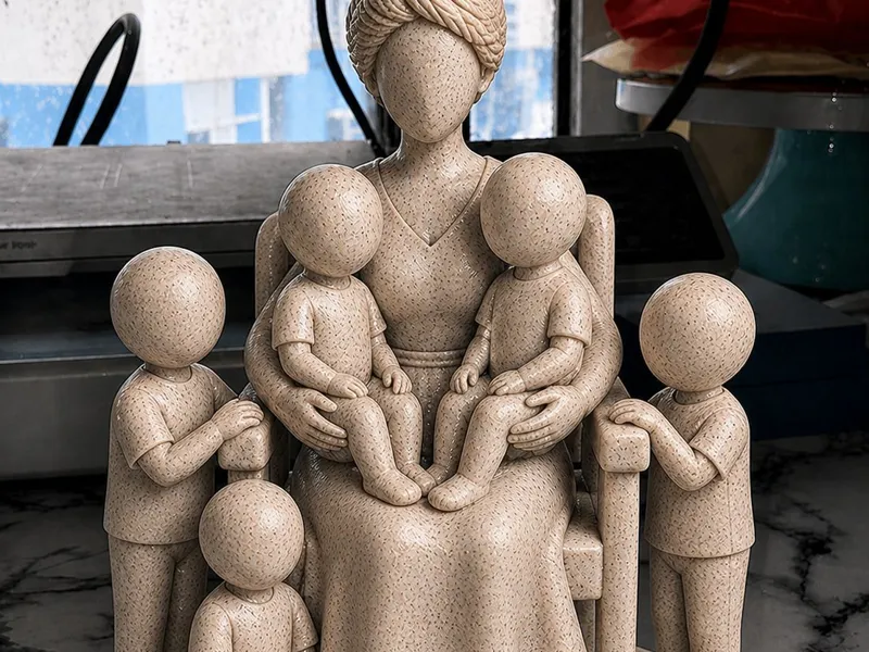 5 Fihos com sua mãe sentada 