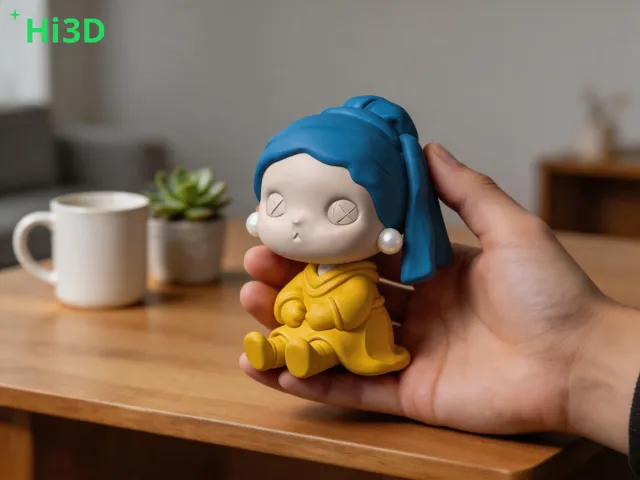 戴珍珠耳环的少女潮玩摆件手办
