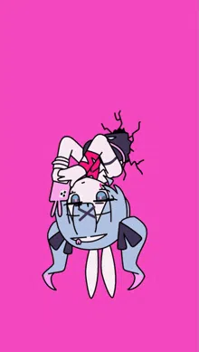 a cartoon drawing of a girl with a bunny ear