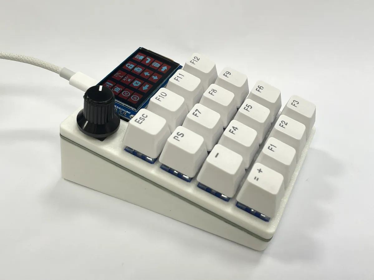 16-key macro keyboard with rotary encoder and 1.9-inch LCD display ...