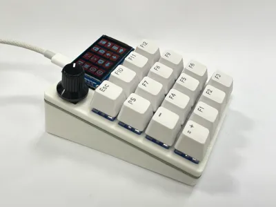 16-key macro keyboard with rotary encoder and 1.9-inch LCD display