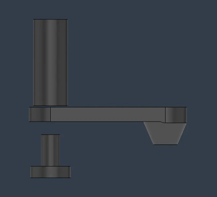 Assemble the crank so that its arm is positioned between the handle and the pin.