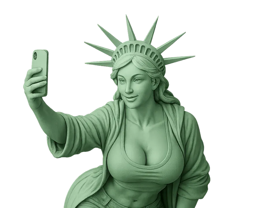 Liberty statue making a selfie V2