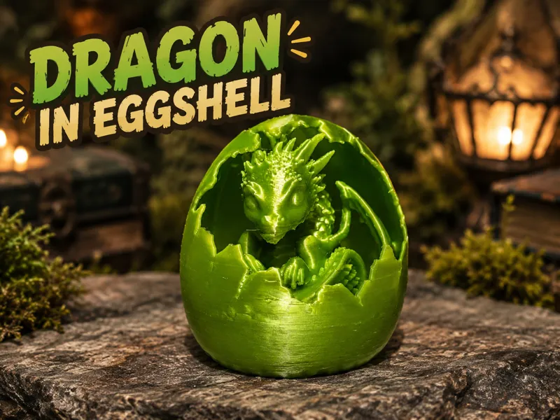 Dragon in eggshell