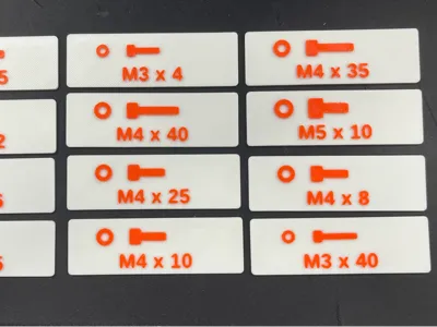 Parametric Bin Label for Metric Bolts and Screws