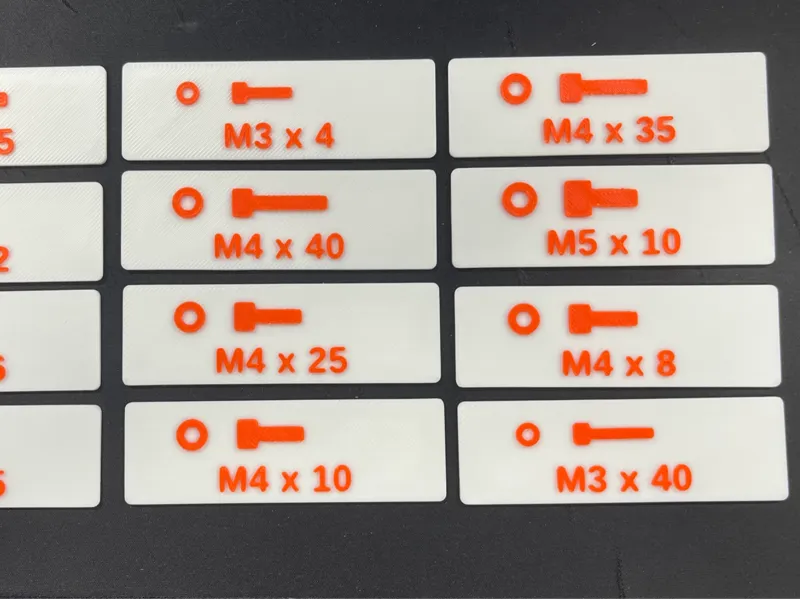 Parametric Bin Label for Metric Bolts and Screws