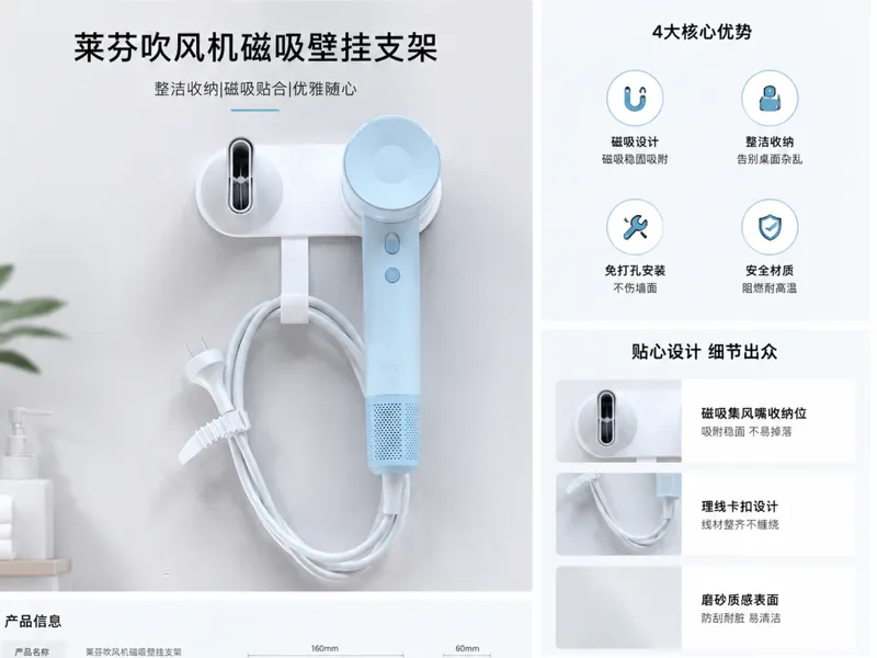 莱芬吹风机磁吸上墙支架