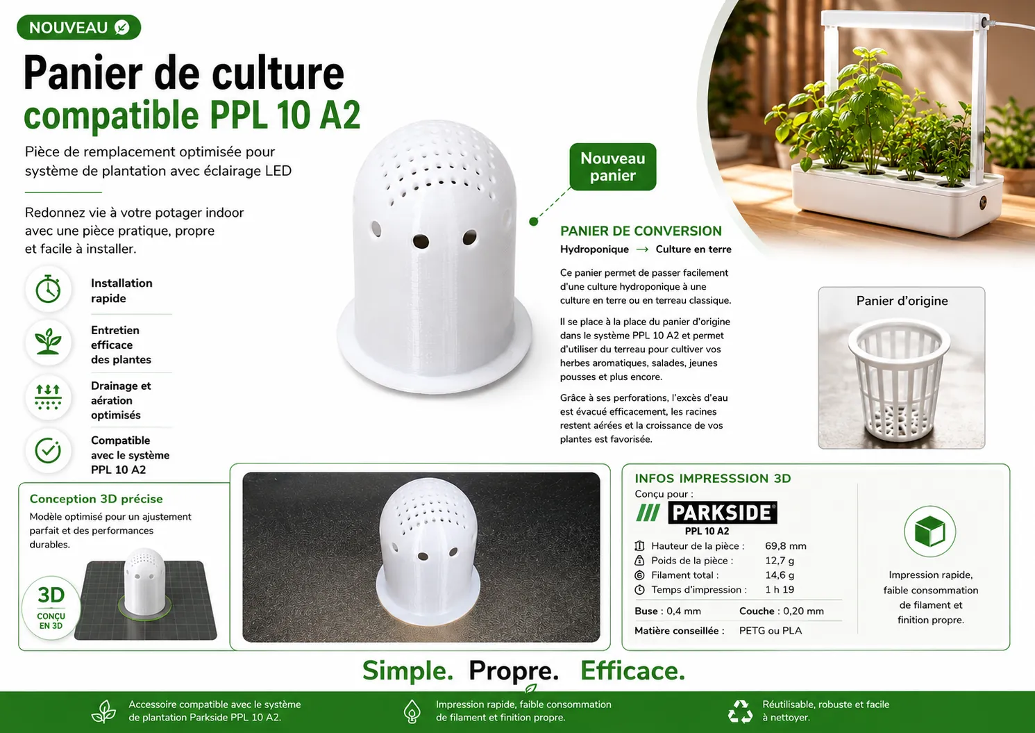 Soil adapter pot for LED garden - Free 3D Print Model - MakerWorld