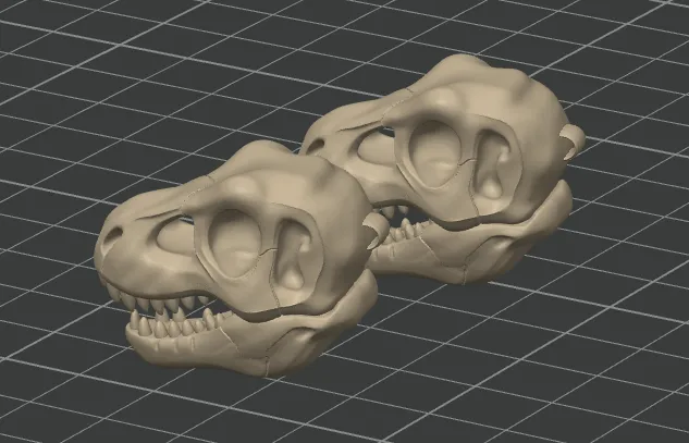 T Rex Skull earrings view 2