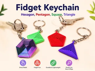 Fidget Keychain (Hexagon,Pentagon,Square,Triangle)