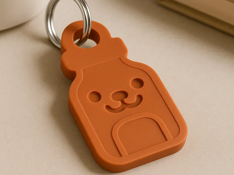 Cute Bottle 3D Printed Keychain in Multiple Colors