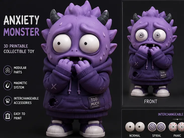 Monster Anxiety 3d printable collectible toy