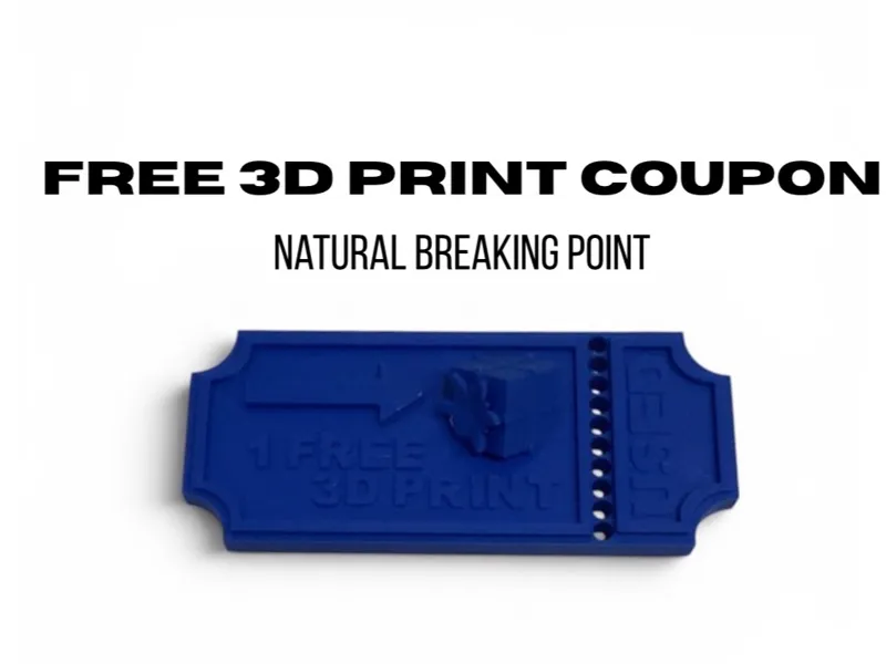 1 free 3D print gift coupon 