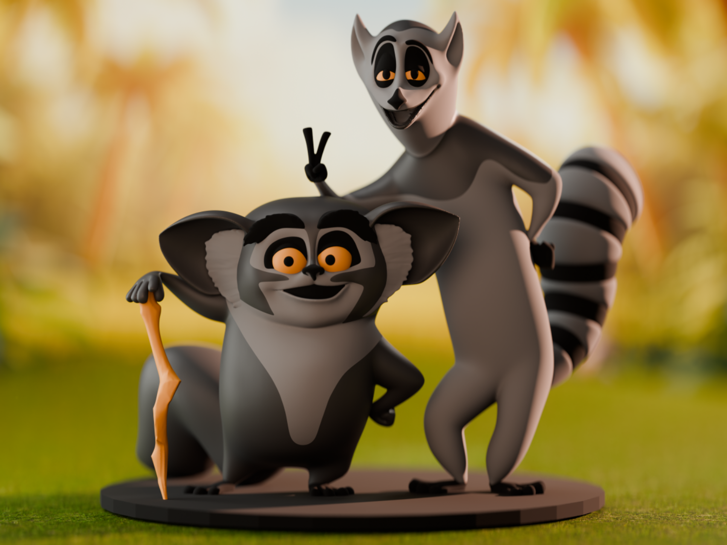 Madagascar King Julien and Maurice Collectible Art
