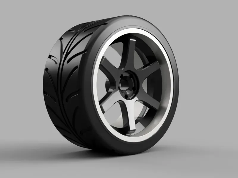 Scalable 6-Spoke Racing Wheel  RC 1/10 to 1:1 