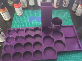 paint holder for miniature paints and brushes