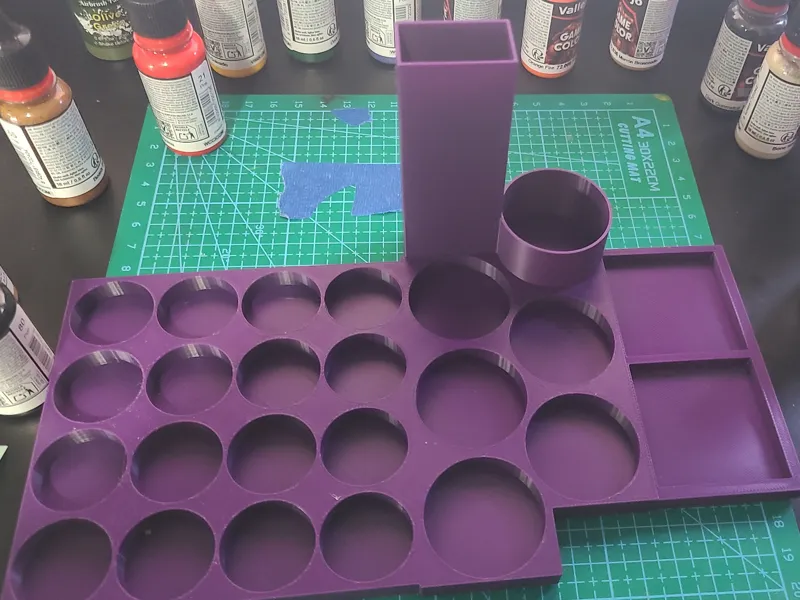 paint holder for miniature paints and brushes