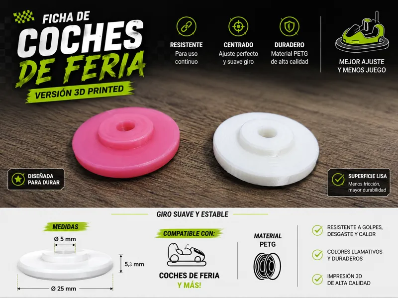 Ficha para coches de feria – Versión 3D Printed