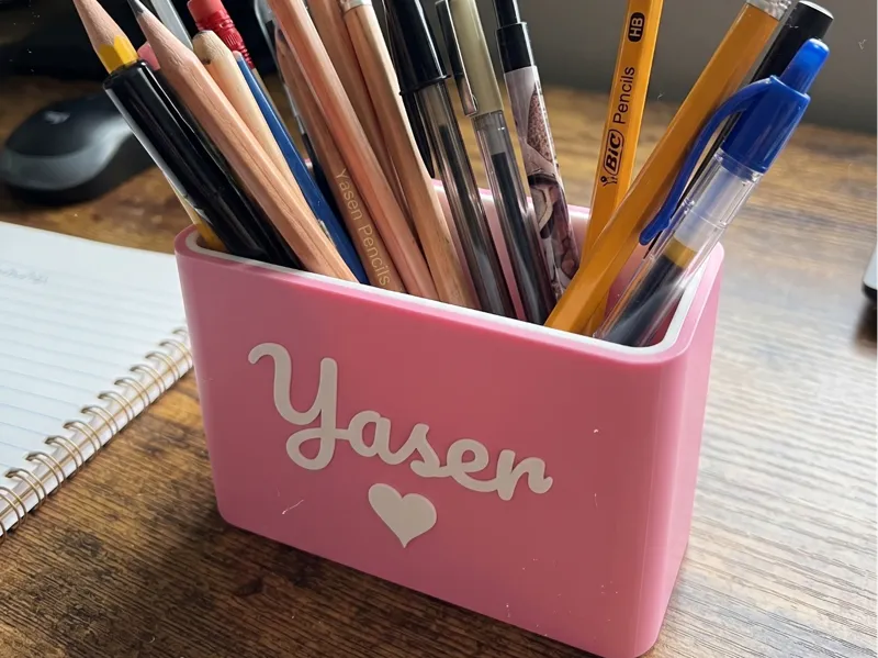 Cute Pen Holder Box Custom Name & Symbol 5 Shapes