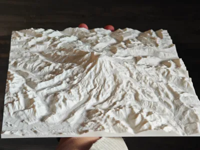 233*233 Mount Rainier 30 km Topographic Model