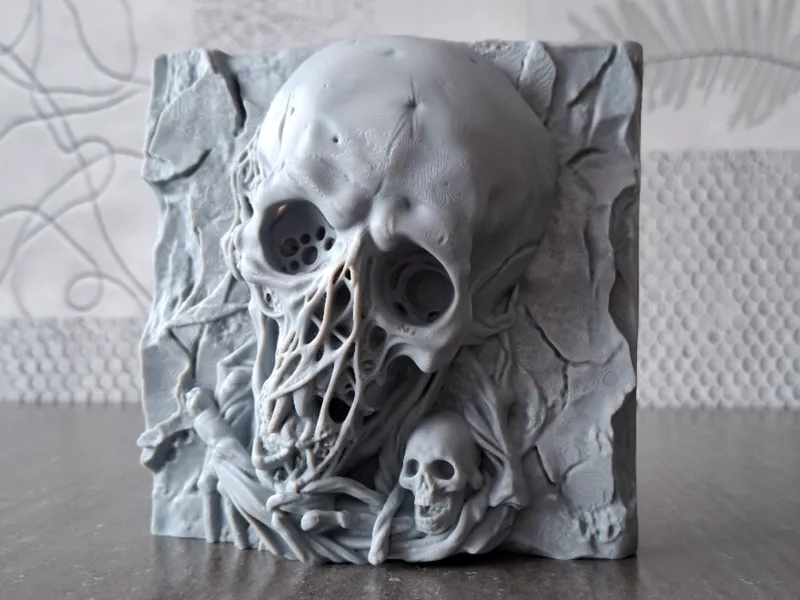 Skull Requiem - Relief Sculpture