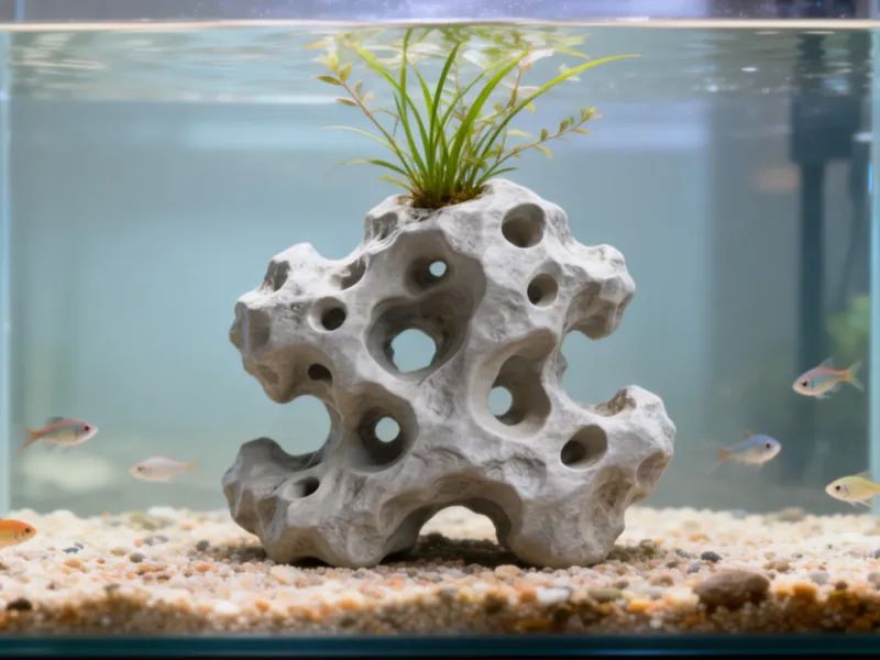 [太湖石]生态鱼缸造景水草定植篮“种草的石头”自带孔洞鱼虾躲避屋