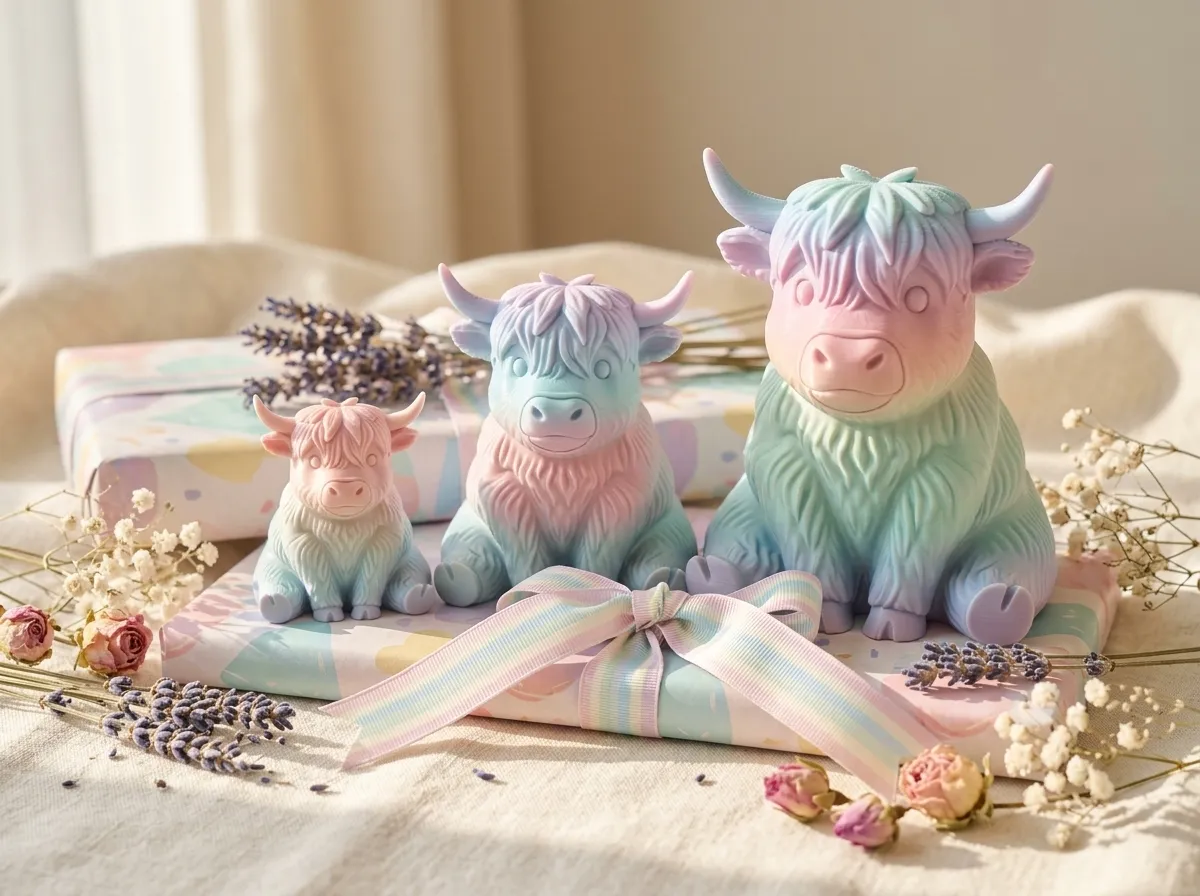 Cute Highland Cow Trio – 3 Sizes - Free 3D Print Model - MakerWorld